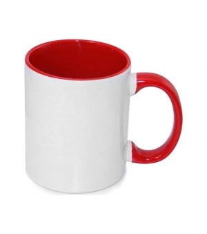 (B11T-01) Чаша со внатрешност и рачка во боја (црвена)