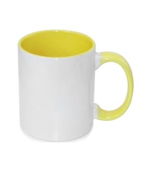 (B11T-03) Чаша со внатрешност и рачка во боја (жолта)