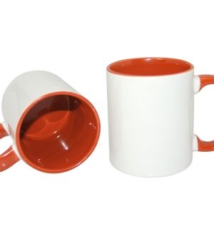 (B11T-05) Чаша со внатрешност и рачка во боја (портокалова)
