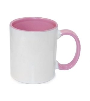 (B11T-08) Чаша со внатрешност и рачка во боја (розова)