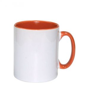 (B10T-02) Чаша со внатрешност и рачка во боја 10oz - портокалова