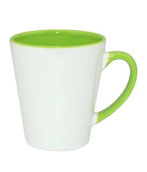 (B12TLG) Чаша лате со внатрешност и рачка во боја (светло-зелена)