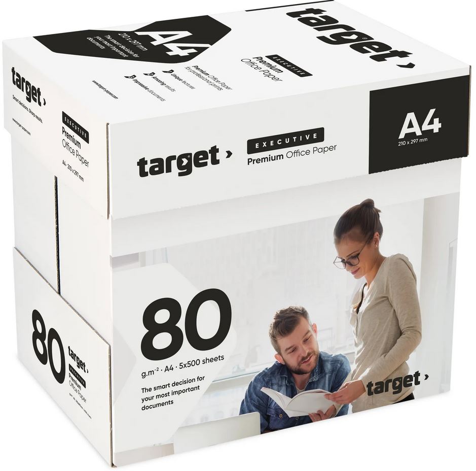 Фотокопирна хартија А4 - Target premium (кутија 5х500л./1 топ 270,00 ден.)
