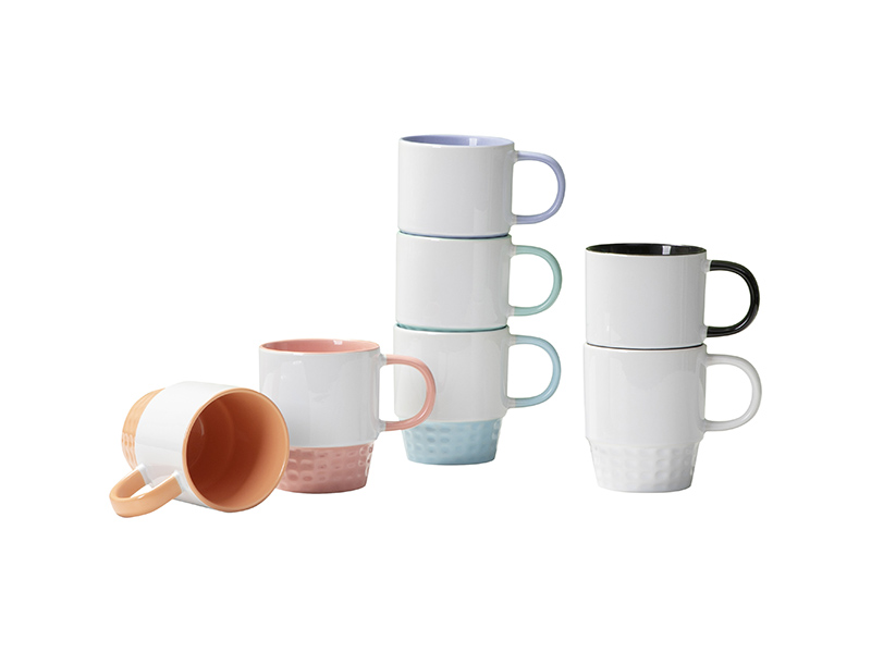 Sublimation Blanks 10oz/300ml Stackable Inner/Handle Color Mug-White